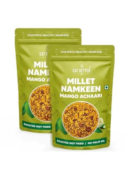 Eat Better Co Millet Namkeen Mango Achari Chatpata – Roasted Healthy Snack | Pack of Two (200g)