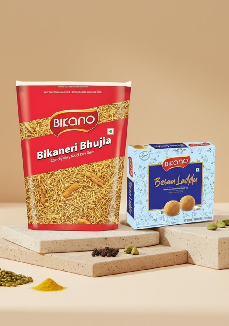 Bikano Bikaneri Bhujia 1 kg & Besan Laddu Spl, 400 gram box