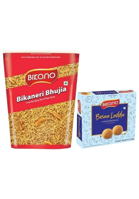 Bikano Bikaneri Bhujia 1 kg & Besan Laddu Spl, 400 gram box