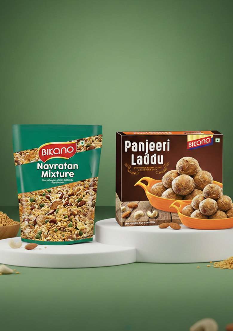 Bikano Navratan Mixture, 1kg and Panjeeri Laddu Special, 400g - Indya