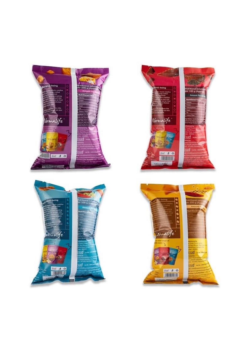 Ssf Supreem Super Foods Normalife™ Snack Combo – Ragi Chips, Fava Beans, Quinoa Puffs & Soya Chips | Pack of 4