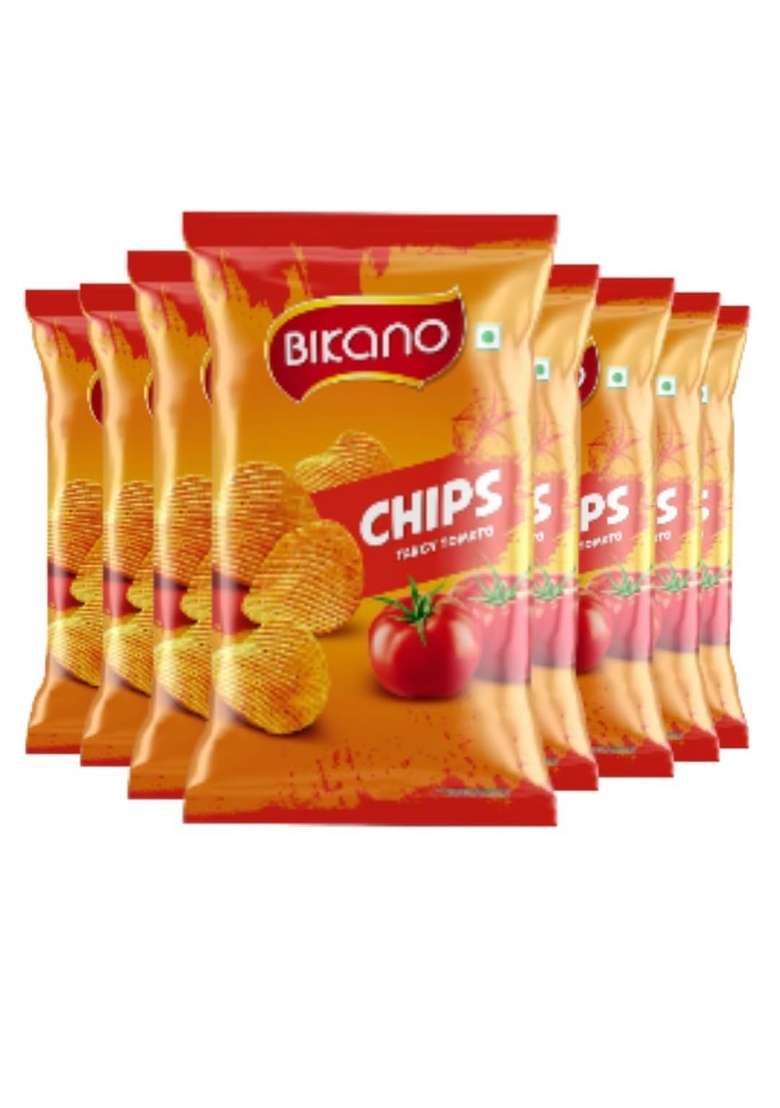 Bikano Chips Tangy Tomato – Spicy & Crunchy Snack | 75g (Pack of 8) - Indya