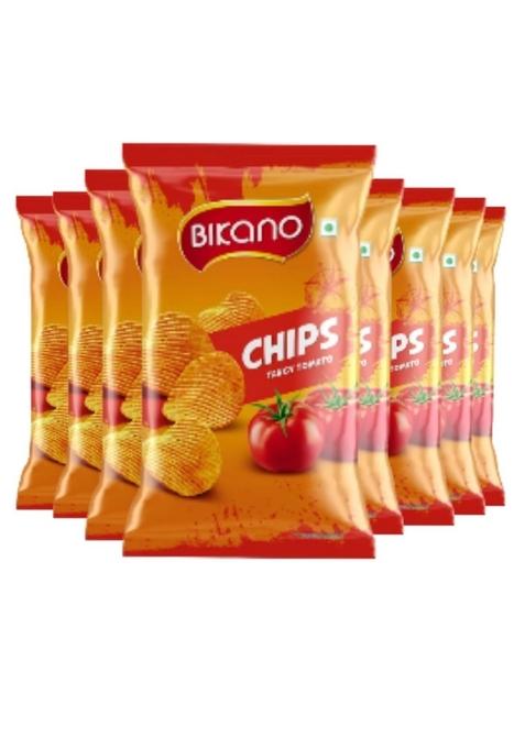 Bikano Chips Tangy Tomato – Spicy & Crunchy Snack | 75g (Pack of 8)