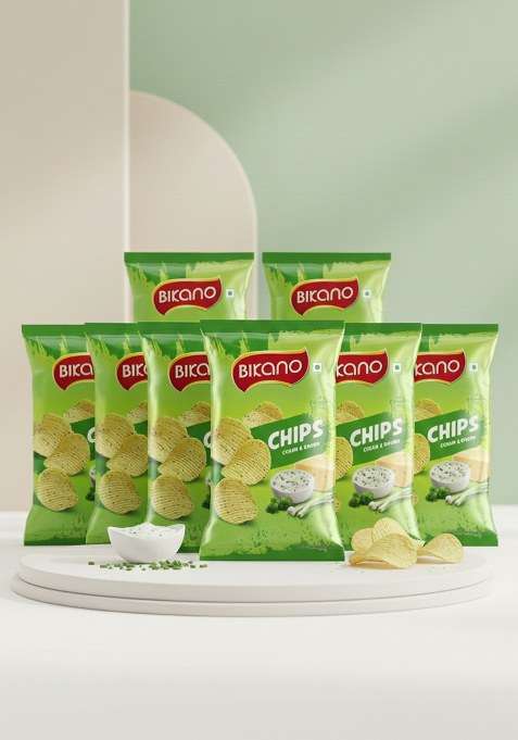 Bikano Chips Cream and Onion – Creamy & Crunchy Snack | 75g (Pack of 8)