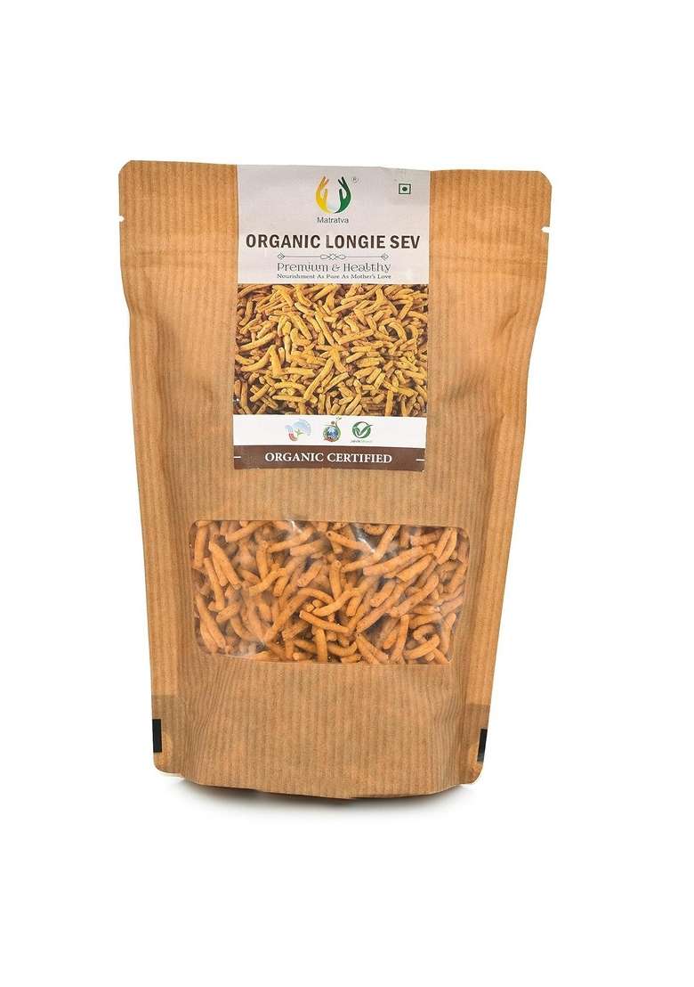 Matratva Organic Laung Sev Namkeen – Soft & Spicy Long Sev | 500g - Indya
