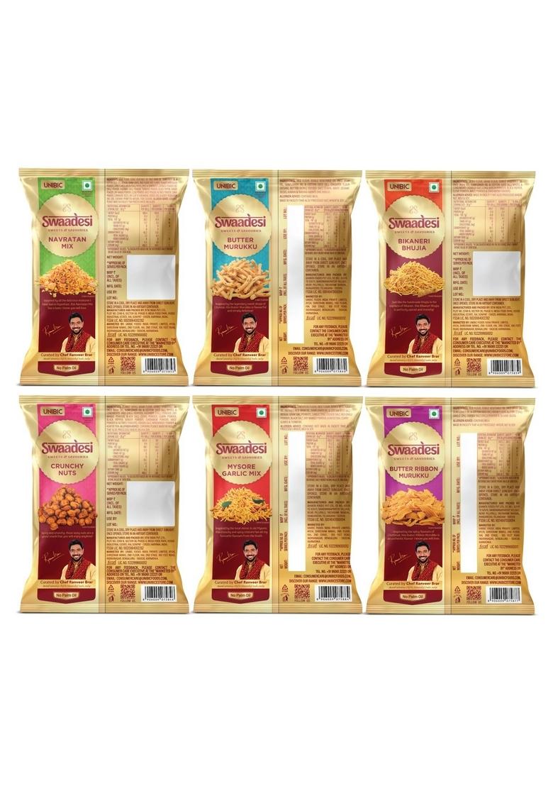 Unibic Swaadesi Assorted Namkeen – No Palm Oil Mixed Namkeen Pack | Pack of Six