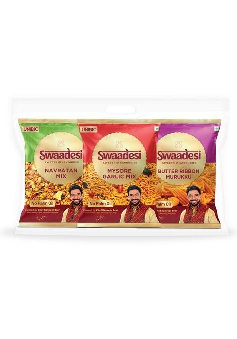 Unibic Swaadesi Assorted Namkeen – No Palm Oil Mixed Namkeen Pack | Pack of Six