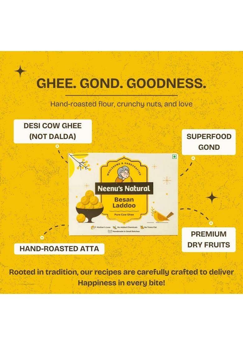 Neenu’s Natural Besan Ladoo – Pure Ghee Besan Laddus with Dry Fruits | 225 gm