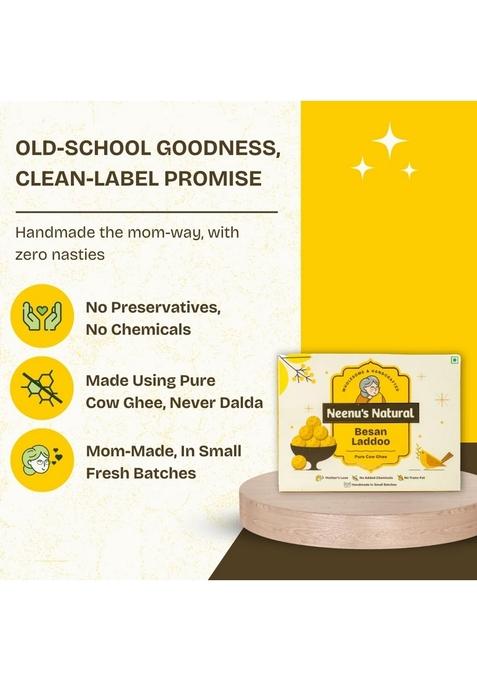 Neenu’s Natural Besan Ladoo – Pure Ghee Besan Laddus with Dry Fruits | 225 gm
