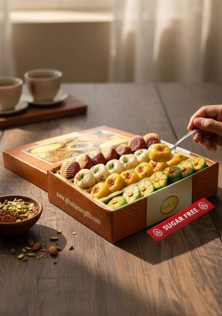 Ghasitaram Sugarfree Assorted Mithai Box 200 Gms - Indya