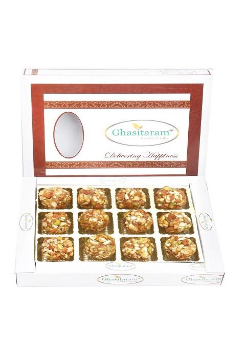 Ghasitaram Roasted Dryfruit Laddoo In White Box