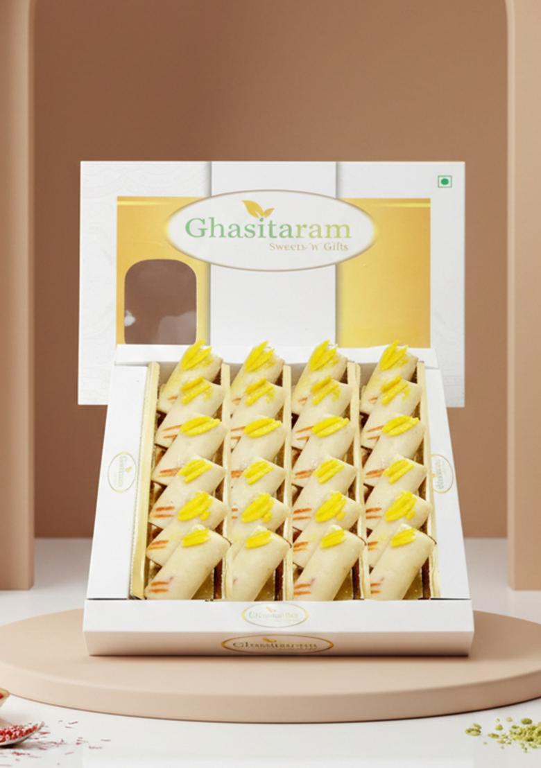 Ghasitaram Best Indian Sweets For Diwali-Diwali Gifts-Pure Kaju Roll (200 Gms)