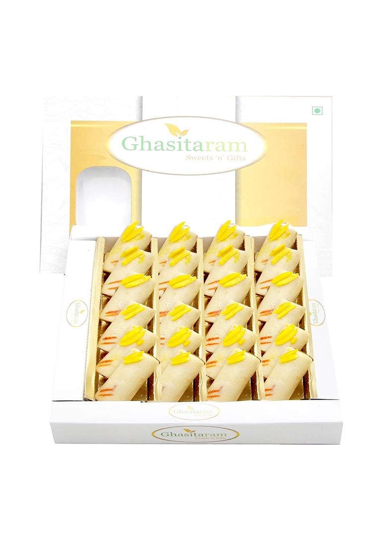 Ghasitaram Best Indian Sweets For Diwali-Diwali Gifts-Pure Kaju Roll (200 Gms)