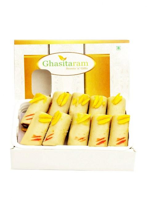 Ghasitaram Best Indian Sweets For Diwali-Diwali Gifts-Pure Kaju Roll (200 Gms)