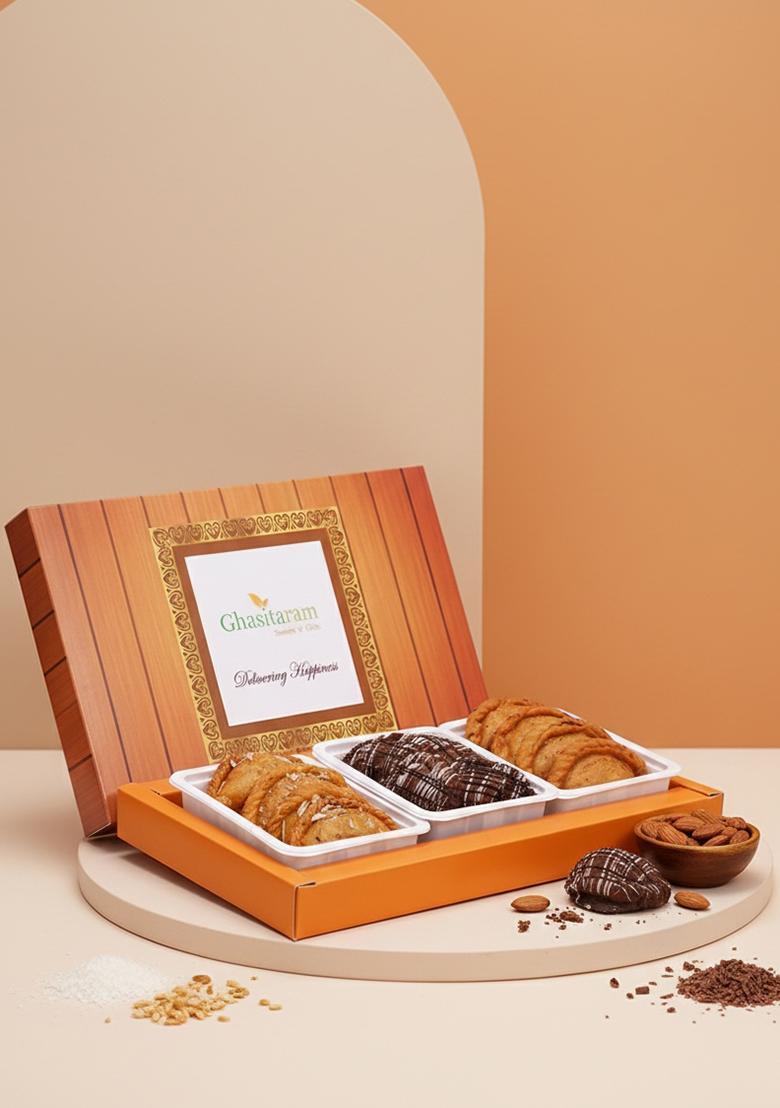 Ghasitaram Sweets-Assorted Box Of Traditional, Dry Sweet And Farsaan Gujiyas