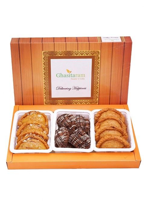 Ghasitaram Sweets-Assorted Box Of Traditional, Dry Sweet And Farsaan Gujiyas