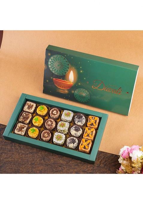 Ghasitaram Best Indian Sweets For Diwali-Diwali Gifts-Happy Diwali Box Of Assorted Dry Fruit 18 Pcs