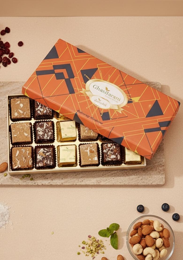 Ghasitaram Best Indian Sweets For Diwali-Diwali Gifts-Ghasitaram Special Barfis Box 18 Pcs In A Designer