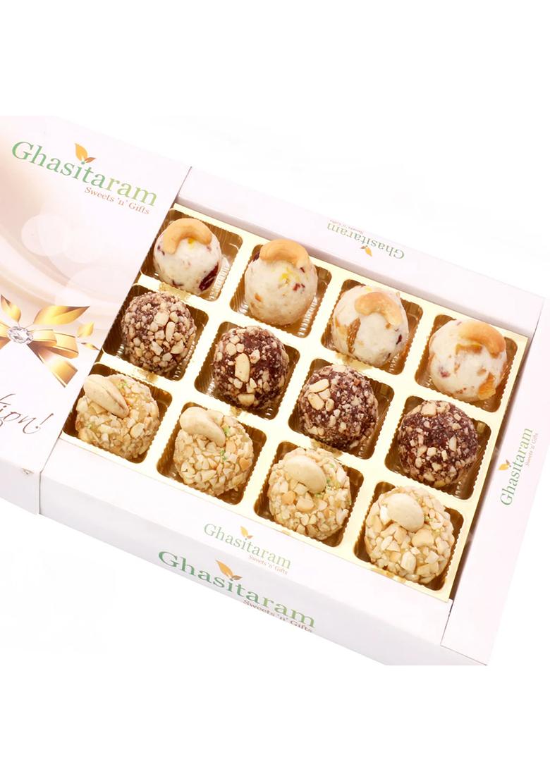 Ghasitaram Assorted Roasted Laddoos In White Box