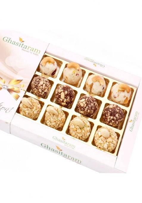 Ghasitaram Assorted Roasted Laddoos In White Box