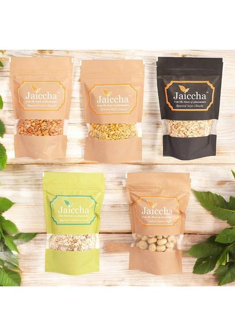 Ghasitaram Jaiccha Best Of 5 Oats, Soya, Bajri, Nachini, Juwar Chiwda Namkeen Pouches