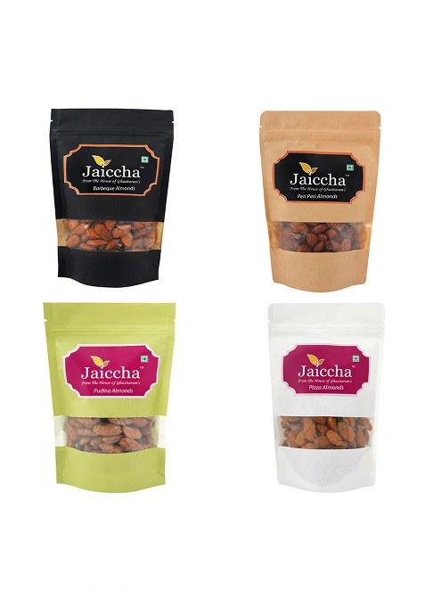 Ghasitaram Pack Of 4 Pizza, Peri Peri, Pudina, Barbeque Almonds Pouches Small 400 Gms
