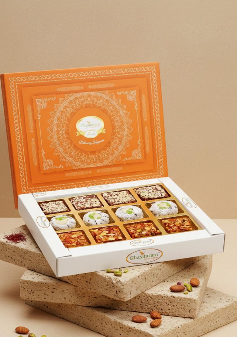 Ghasitaram Best Indian Sweets For Diwali-Diwali Gifts-Assorted Dryfruit In White Box