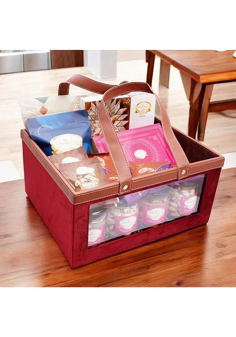 Ghasitaram Corporate Gifts-Big Velvet Basket Of 23 Goodies
