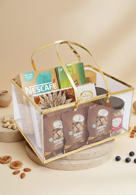 Ghasitaram Corporate Gifts-Acrylic Basket Of 11 Goodies