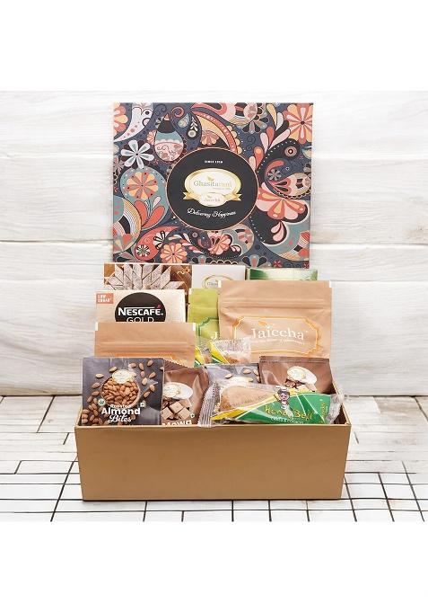 Ghasitaram Corporate Gifts-Ghasitaram Big Hamper Box Of Assorted Goodies With Kaju Katli