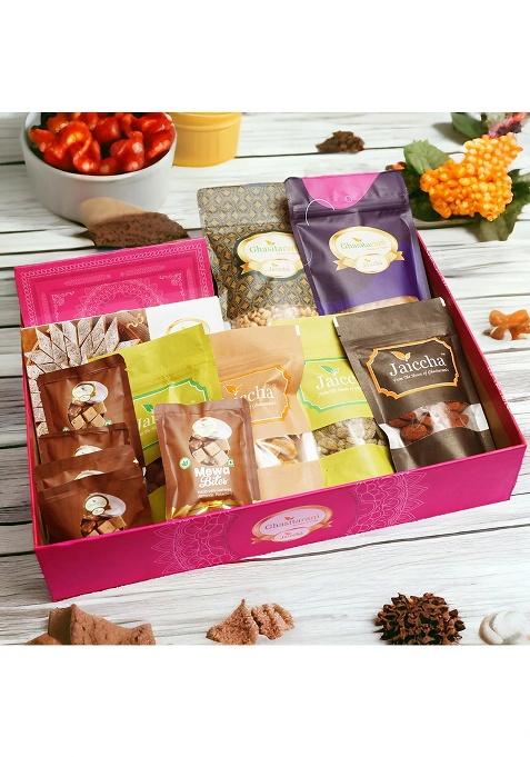 Ghasitaram Corporate Gifts-Ghasitaram Big Hamper Basket Of 13 Goodies