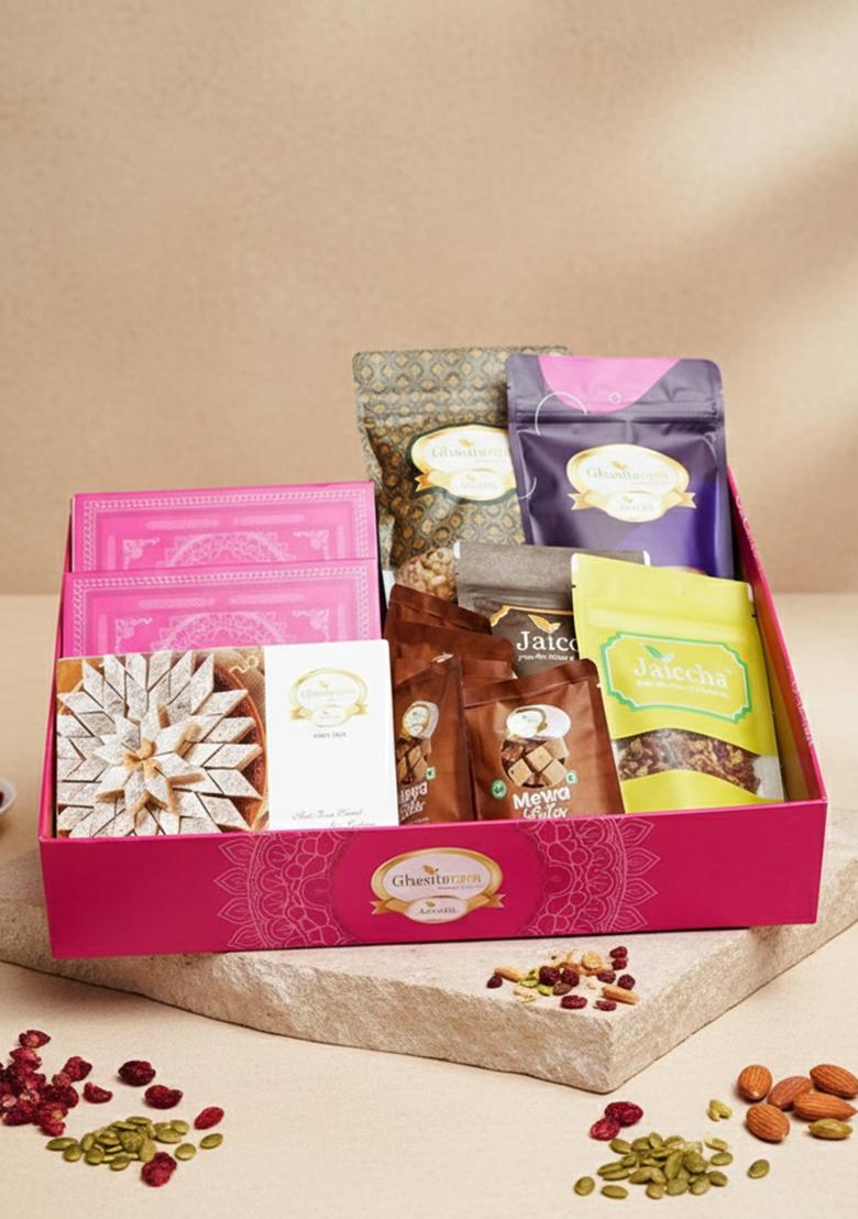 Ghasitaram Corporate Gifts-Ghasitaram Big Hamper Basket Of 12 Best Goodies