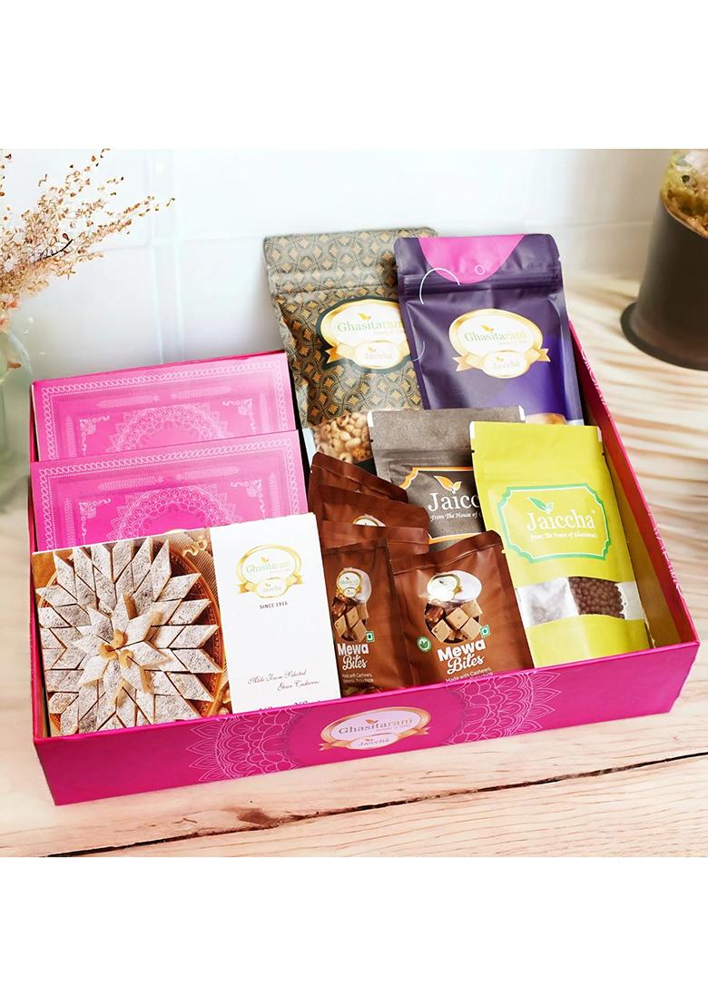 Ghasitaram Corporate Gifts-Ghasitaram Big Hamper Basket Of 12 Best Goodies