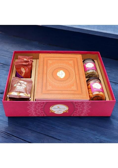 Ghasitaram Corporate Gifts-Ghasitaram Big Hamper Tray With Exotic Sweets, Crunchy Cashew, Paan Raisins, Mewa Bites And...