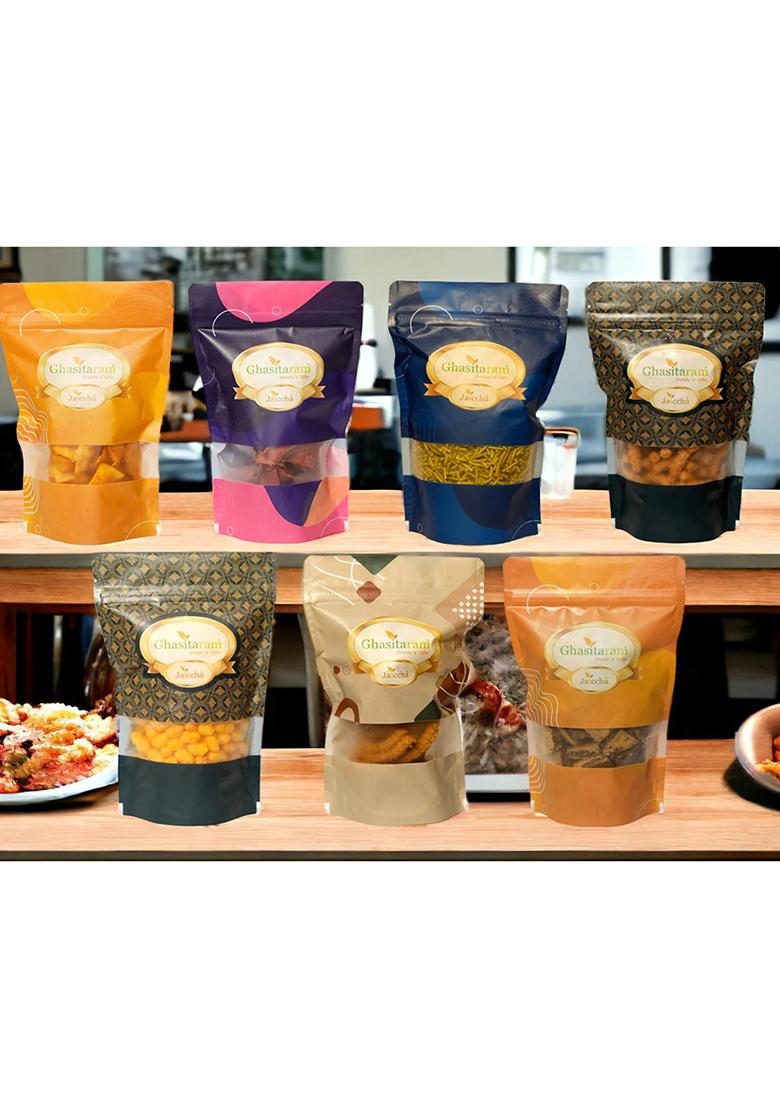 Ghasitaram Holi Sweets| Hampers| Gifts Namkeen-Best Of 7 Roasted Namkeen Pouches
