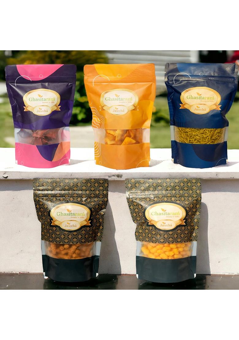 Ghasitaram Holi Sweets| Hampers| Gifts Namkeen-Best Of 5 Roasted Namkeen Pouches