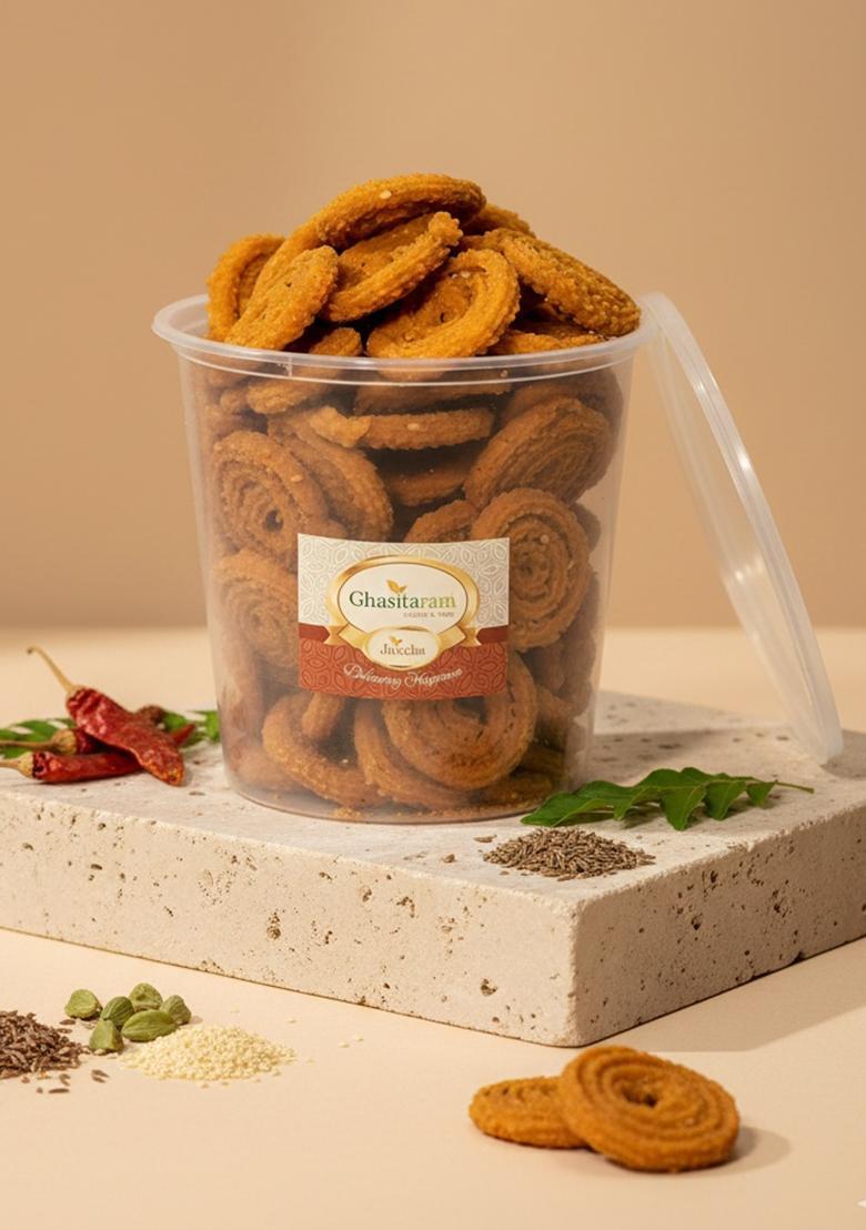 Ghasitaram Holi Sweets| Hampers| Gifts Namkeen-Moong Chakli 300 Gms