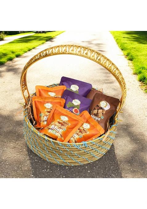 Ghasitaram Blue Cane Basket Of Assorted Bites/ Sweets