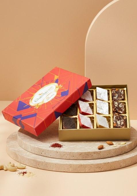 Ghasitaram Best Indian Sweets For Diwali-Diwali Gifts-Assorted Kaju Katlis 12 Pcs In Premium Box