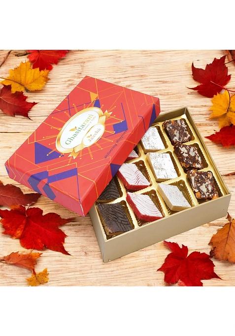 Ghasitaram Best Indian Sweets For Diwali-Diwali Gifts-Assorted Kaju Katlis 12 Pcs In Premium Box