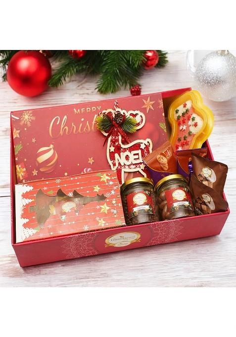 Ghasitaram Pink Basket With Christmas Goodies