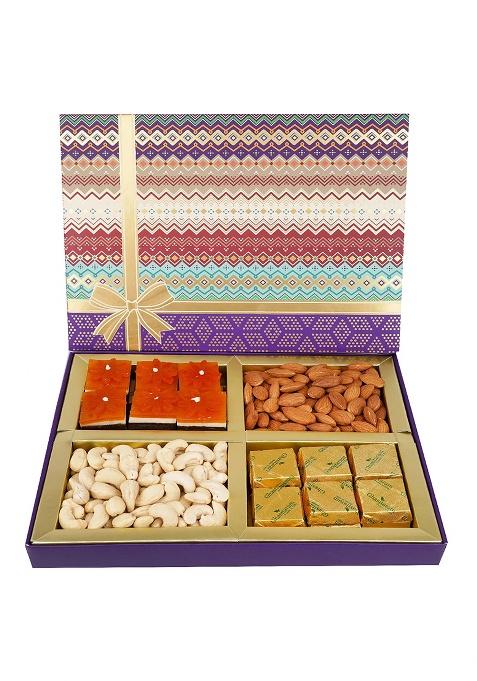 Ghasitaram Unique Diwali Gifts-Diwali Dryfruits-Fruit N Nut Dryfruit Box With Mango And Mewa Bites 500 Gms