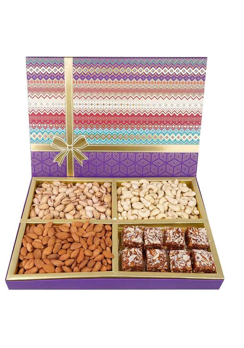 Ghasitaram Unique Diwali Gifts-Diwali Dryfruits-Fruit N Nut Dryfruit Box With Sugarfree Bites 450 Gms