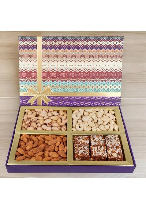 Ghasitaram Unique Diwali Gifts-Diwali Dryfruits-Fruit N Nut Dryfruit Box With Sugarfree Bites 450 Gms