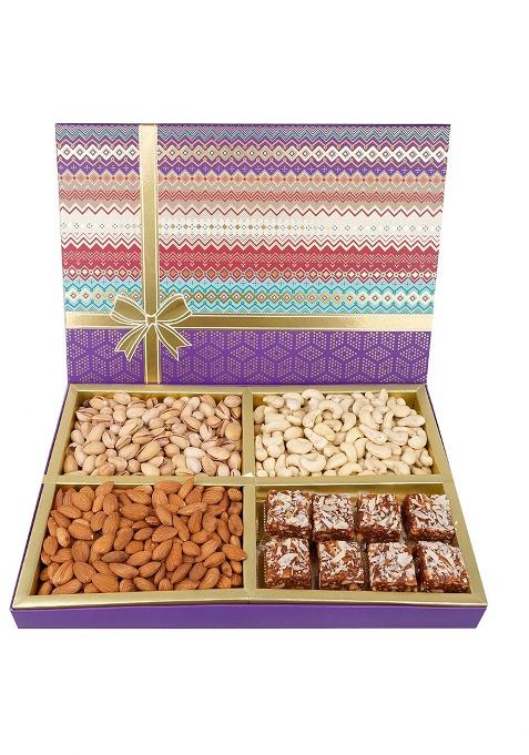 Ghasitaram Unique Diwali Gifts-Diwali Dryfruits-Fruit N Nut Dryfruit Box With Sugarfree Bites 450 Gms