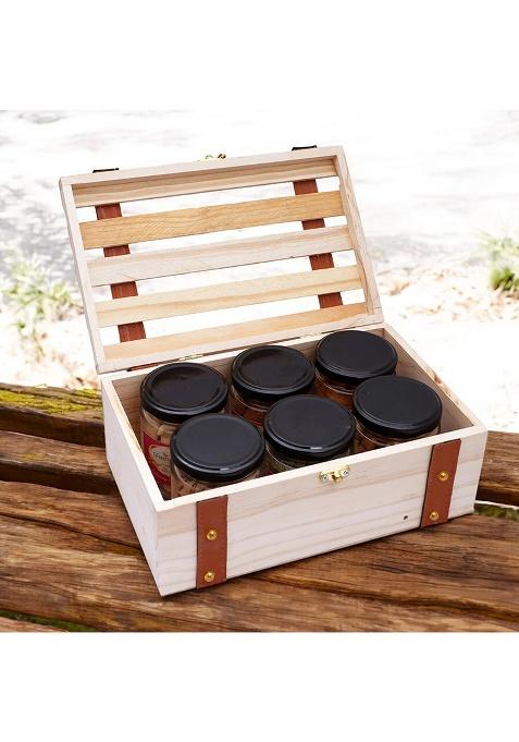 Ghasitaram Diwali Gifts-Wooden Leather Belt Box Of Kaju Katli, 2 Jars Cashews And Almonds And...