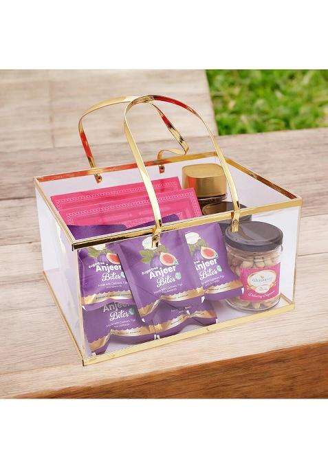 Ghasitaram Acrylic Basket Of Kaju Katli, Milk Cake, 5 Mewa Bites, 2 Jars Roasted Cashews...