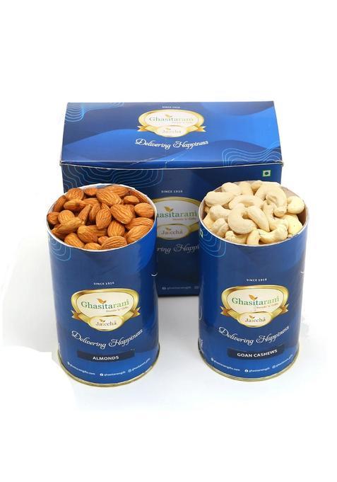 Ghasitaram Unique Diwali Gifts-Diwali Dryfruits-Cashew And Almond Cans
