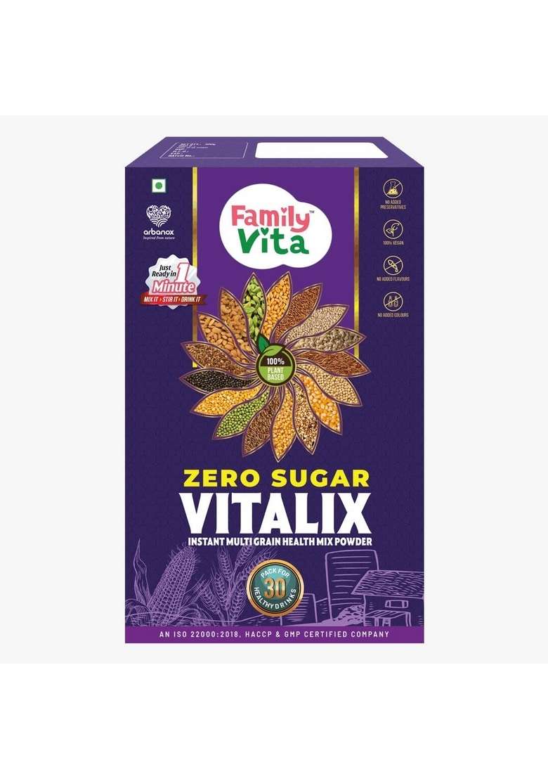 Babyvita Arbanox Family Vita Vitalix Instant Multi Grain Health Mix Powder|17 Powerful Wellness Ingredients| Trusted By Millions|100% Natural| No Preservatives Or Added Sugar| Convenient & Nutritious| 300Gm - Indya