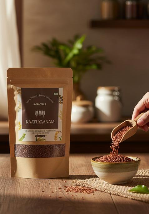 Aranyaka Hand-Pounded Kattuyanam Rice (Medium Grain,) | Red 1 Kg Diabetic-Friendly